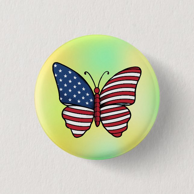 Butterfly USA Flag Sublimierung-62614 Button (Vorderseite)