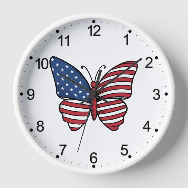 Butterfly USA Flag Sublimierung-62614 Uhr (Vorderseite)