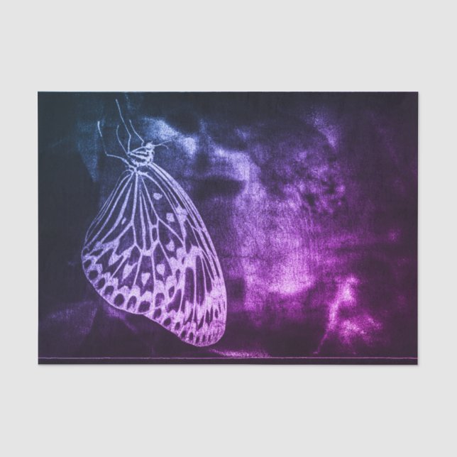 Butterfly Vintag antikes Lila Schwarzes Deko Seidenpapier (Vorderseite)