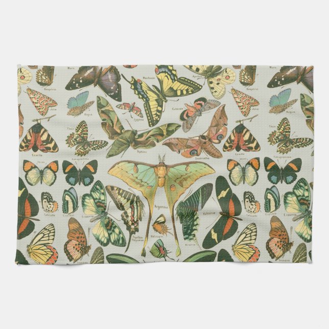 Butterfly Vintag Antique Butterfells Kunst Geschirrtuch (Horizontal)