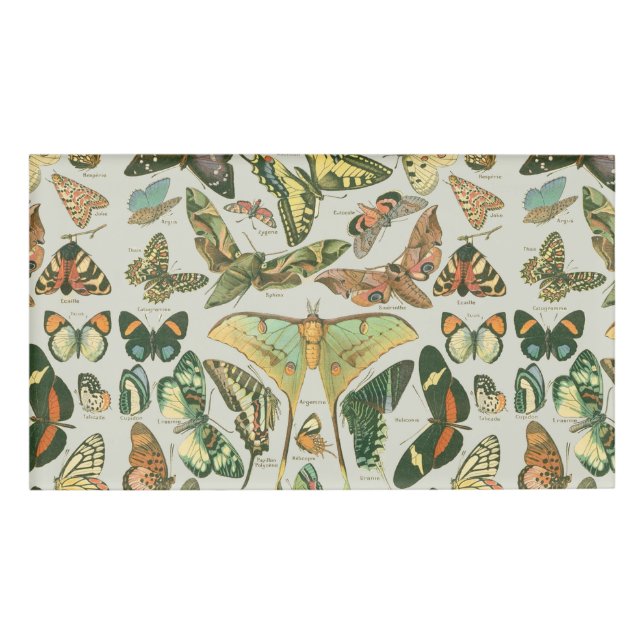 Butterfly Vintag Antique Butterfells Kunst Namenschild (Vorderseite)