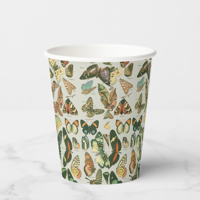 Butterfly Vintag Antique Butterfells Kunst Pappbecher (Rückseite)