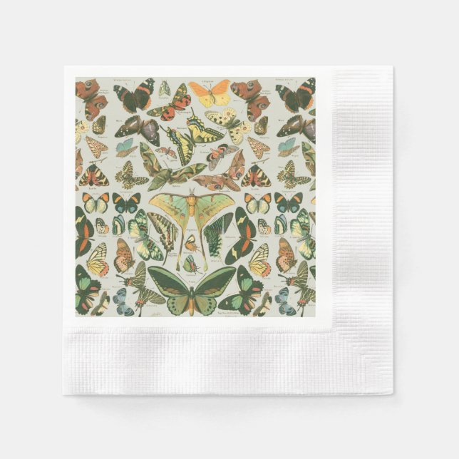 Butterfly Vintag Antique Butterfells Kunst Serviette (Vorderseite)
