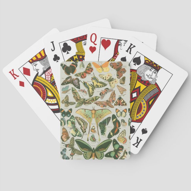Butterfly Vintag Antique Butterfells Kunst Spielkarten (Rückseite)