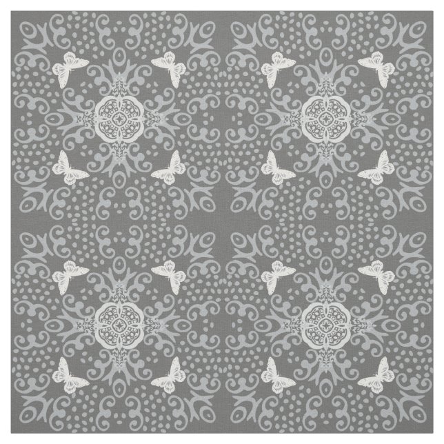 Butterfly Vintag Look Muster Grau Stoff (Muster)