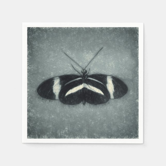 Butterfly Vintag Pastell Grün Antiquitätendekor Serviette (Vorderseite)