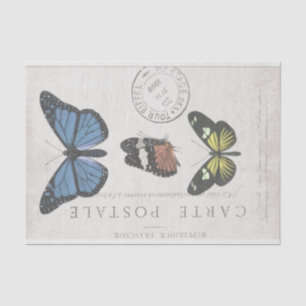 Butterfly Vintage französische Karte Postale Decou Seidenpapier