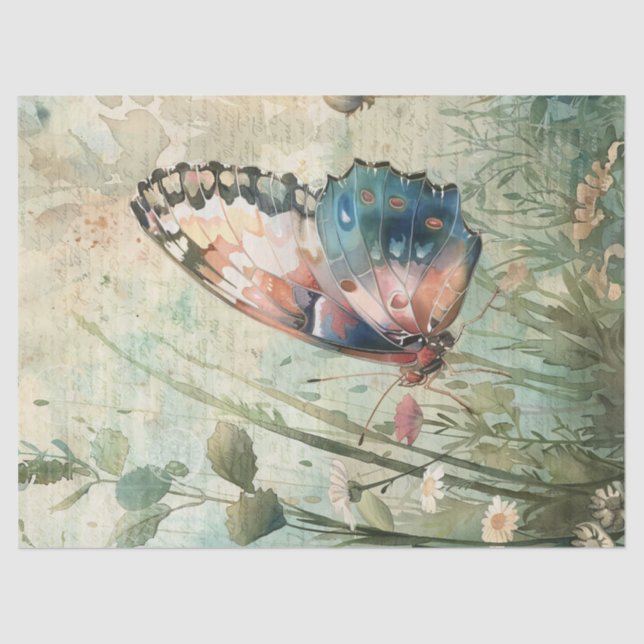 Butterfly Vintage Hand Schreiben Letter Decoupage Seidenpapier (Vorderseite)