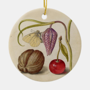 Butterfly Walnut Blume Cherry Wasserfarbe Kunst Keramikornament