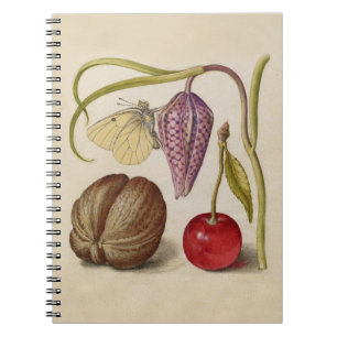 Butterfly Walnut Blume Cherry Wasserfarbe Kunst Notizblock