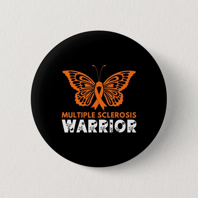 Butterfly Warrior Multiple Sklerose Bewusstsein Or Button (Vorderseite)