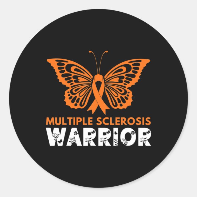 Butterfly Warrior Multiple Sklerose Bewusstsein Or Runder Aufkleber (Vorderseite)