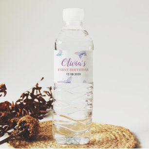 Butterfly Wasser Flasche Etikett Geburtstag Baby D