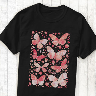Butterfly Wasserfarbe Rosa T - Shirt