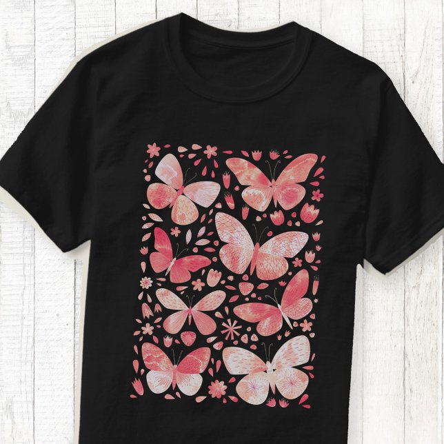 Butterfly Wasserfarbe Rosa T - Shirt (Blush pink watercolor butterfly art T-shirt)