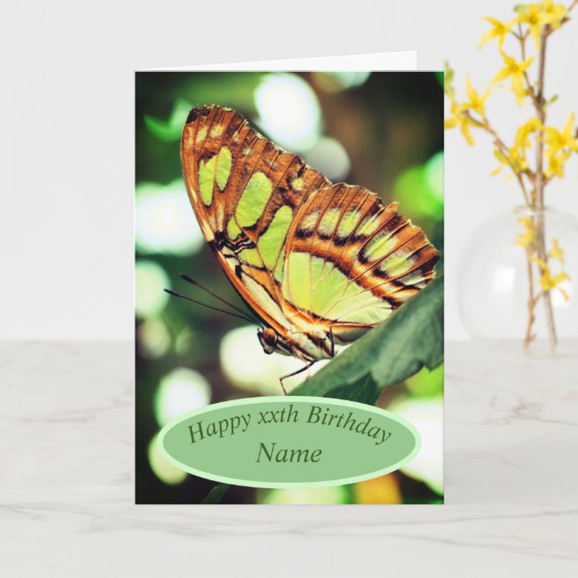 Butterfly Watching Nature Personalisierter Geburts Karte (Gelbe Blume)