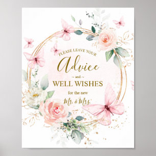 Butterfly Watercolor Advice & Wishings Wedding Pos Poster