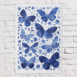 Butterfly Watercolor Blue Künstlicher Leinwanddruck<br><div class="desc">Indigomarineblau-blaue und weiße Schmetterlingsmalerei. Originelle Kunst von Nic Squirrell.</div>