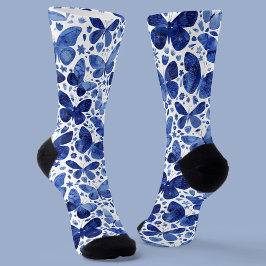 Butterfly Watercolor Blue Socken