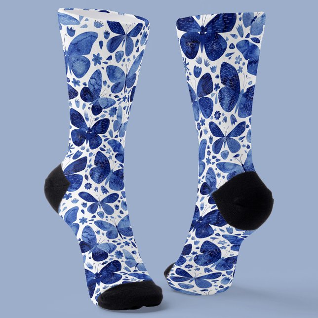 Butterfly Watercolor Blue Socken (Von Creator hochgeladen)
