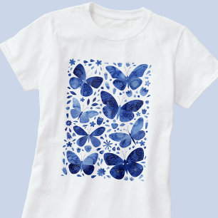 Butterfly Watercolor Blue T - Shirt