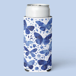 Butterfly Watercolor Indigo Blue Selters Dosenkühler