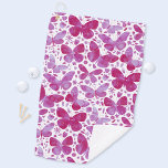 Butterfly Watercolor Magenta Hot Pink Golfhandtuch<br><div class="desc">Magenta rosa Schmetterlingsfarbe Aquarell. Originelle Kunst von Nic Squirrell.</div>