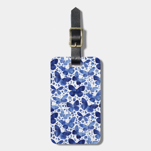 Butterfly Watercolor Personalisiert Gepäckanhänger (Vorderseite vertikal)