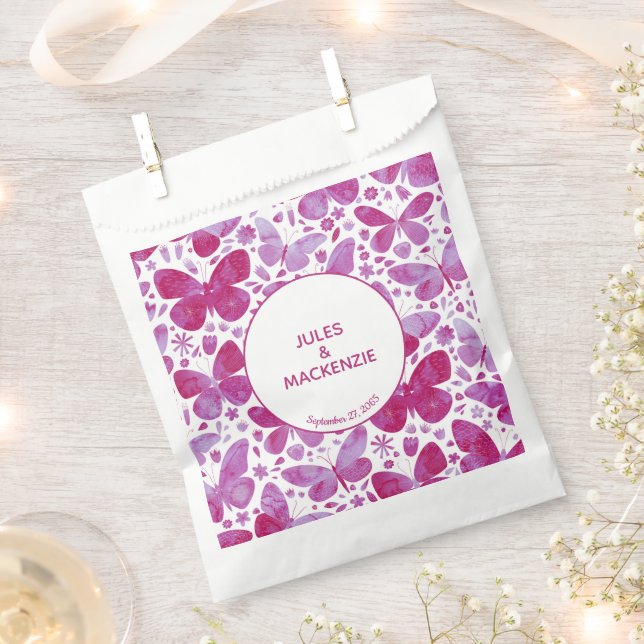 Butterfly Watercolor Pink-Hochzeit Geschenktütchen (Ausgeschnitten)
