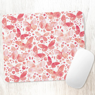 Butterfly Watercolor PInk Mousepad