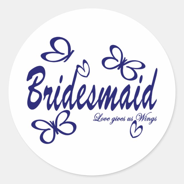 Butterfly Wedding/ Bridesmaid Runder Aufkleber (Vorderseite)