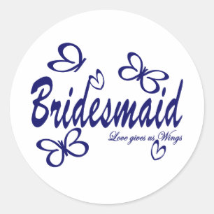 Butterfly Wedding/ Bridesmaid Runder Aufkleber