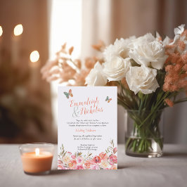 Butterfly Wedding Coral Boho Floral Einladung