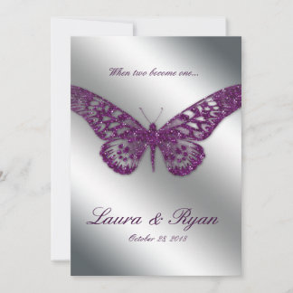 Butterfly Wedding Einladung Sparkle Lila Silber