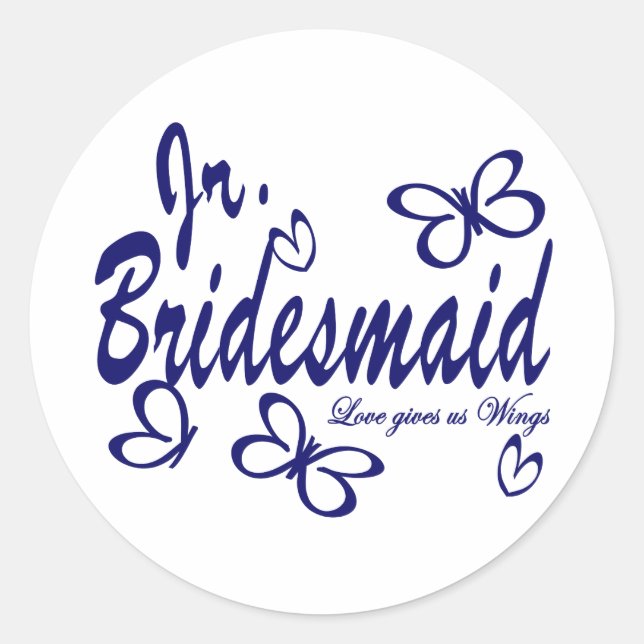 Butterfly Wedding/Jr.Bridesmaid Runder Aufkleber (Vorderseite)