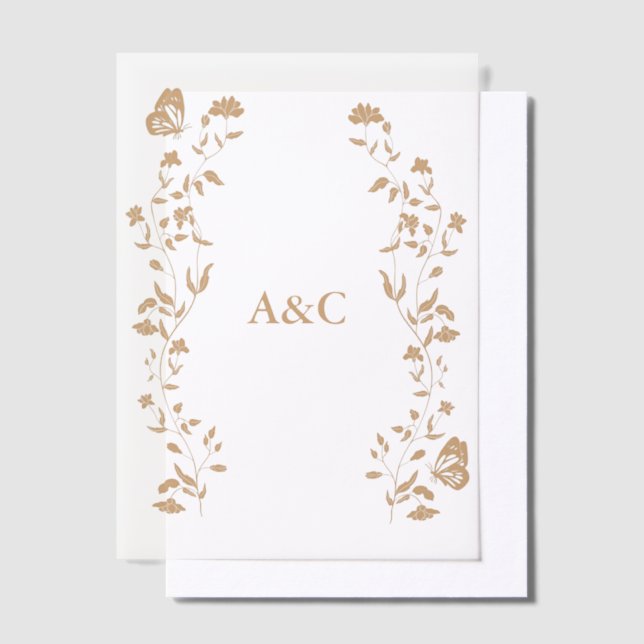 Butterfly Wedding Vellum Overlay Golden (Versetzt)
