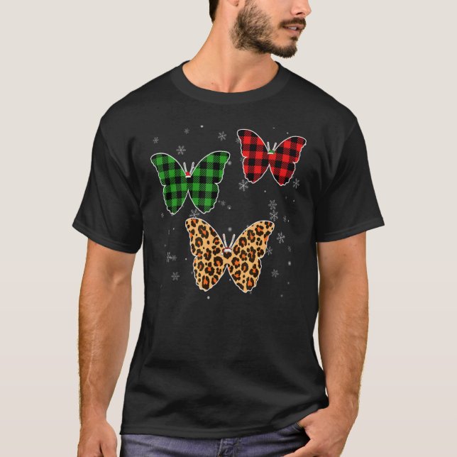 Butterfly Weihnachtsmannmütze Christmas Pajama Buf T-Shirt (Vorderseite)