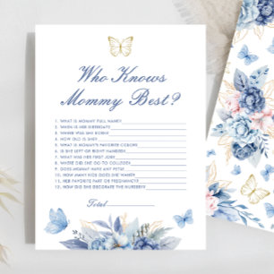 Butterfly Wer Mommy Best Baby Shower Game kennt