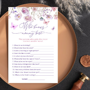 Butterfly Wer Mommy Best Baby Shower Game kennt