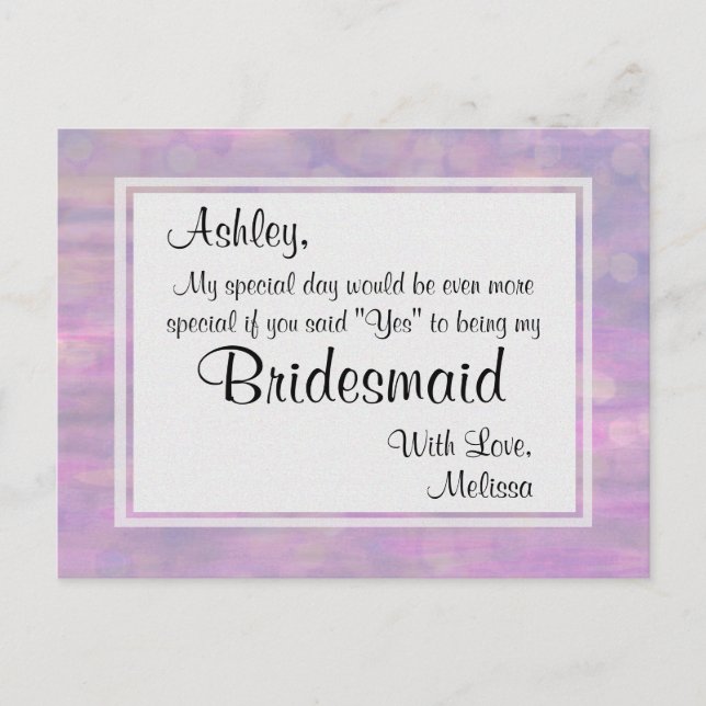 Butterfly - Werden Sie meine Bridesmaid? Einladungspostkarte (Vorderseite)