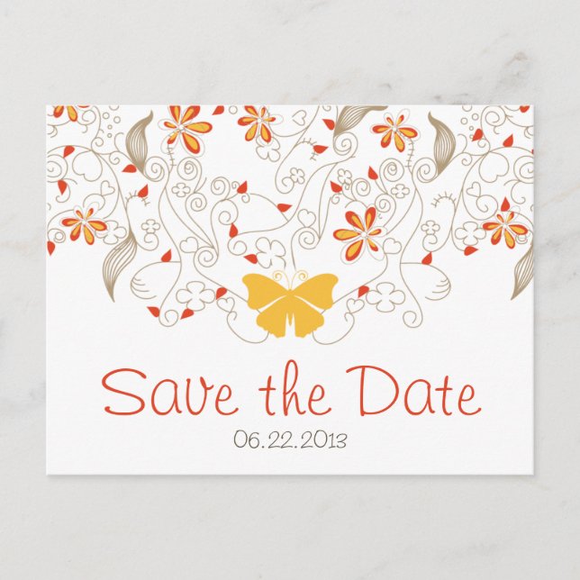 Butterfly Whimsy Save the Date Postcard Ankündigungspostkarte (Vorderseite)