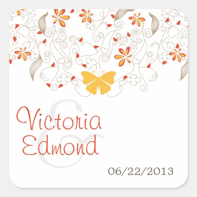 Butterfly Whimsy Wedding Stickers (Vorderseite)