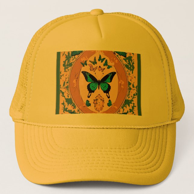 Butterfly Whispers: Der Elegance Trucker Hat der N Truckerkappe (Vorderseite)