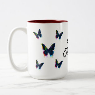 Butterfly White Personalisiert Name Tea Lover Zweifarbige Tasse