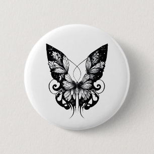 Butterfly Wild Animal Nature Illustration Art Tatt Button