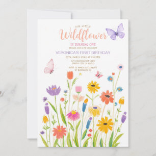 Butterfly Wildblume 1. Geburtstag Einladung
