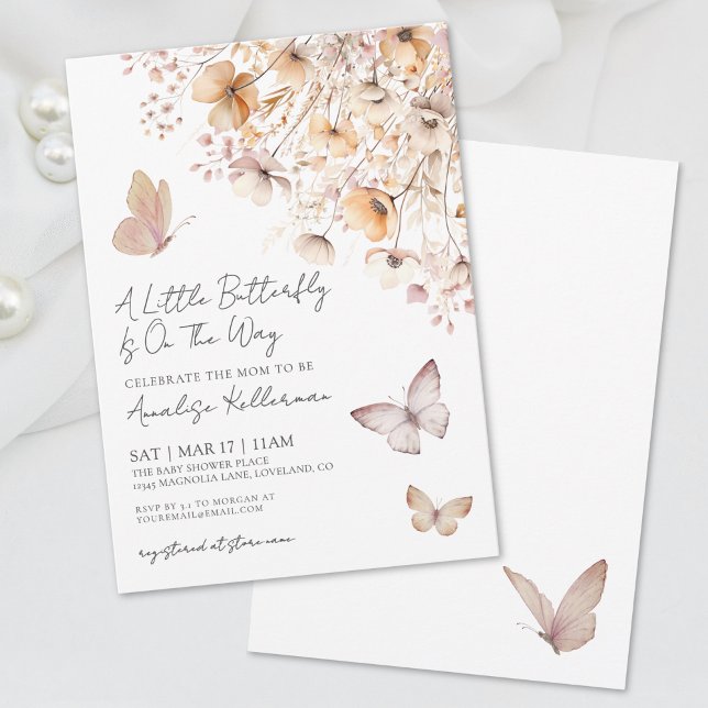 Butterfly Wildblume Babydusche Einladung (Butterfly Wildflower Baby Shower Invitation)