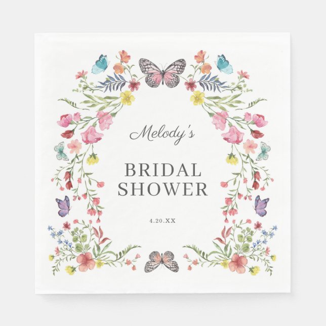 Butterfly Wildblume Babydusche Serviette (Vorderseite)