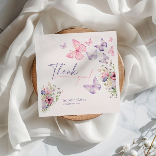 Butterfly-Wildblume Danke Serviette (Von Creator hochgeladen)