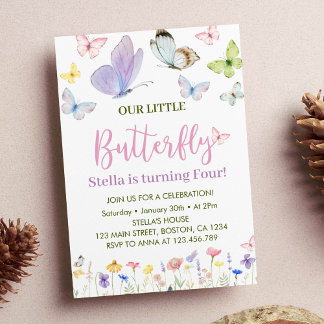 Butterfly Wildblume Geburtstagsparty Einladung